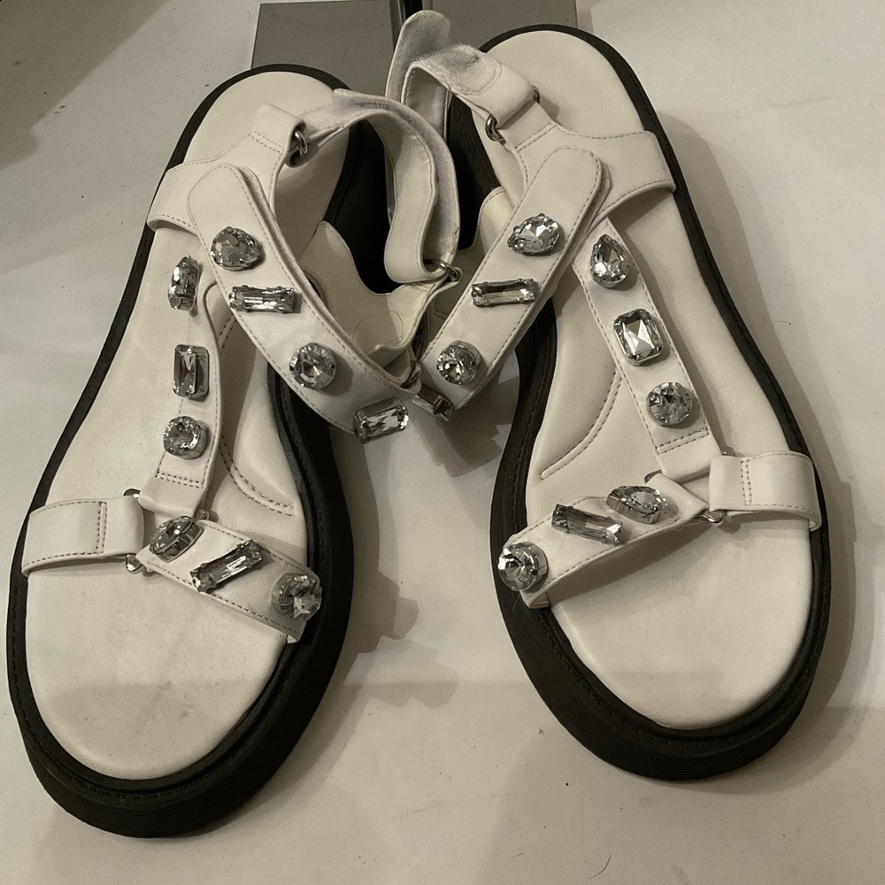 Schutz white with large rhinestones